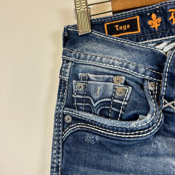 Rock Revival Taye Straight Jeans Medium Wash Distressed Women’s Size 27 - Picture 6 of 11